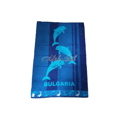 Плажна кърпа 100/150 - Делфини в цвят петрол